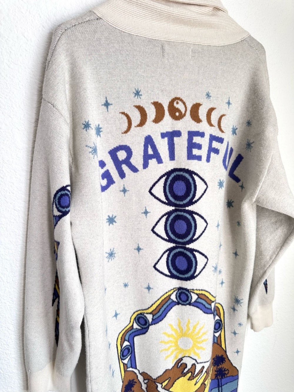 Anthropologie Spiritual Gangster Grateful Sky Estelle Long Cardigan Medium boho - Picture 8 of 15